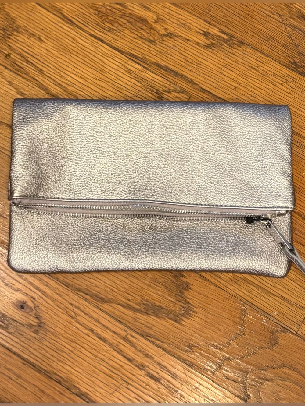 NWT The Drop silver zippered clutch